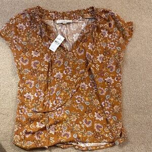 LOFT Floral Rust Blouse